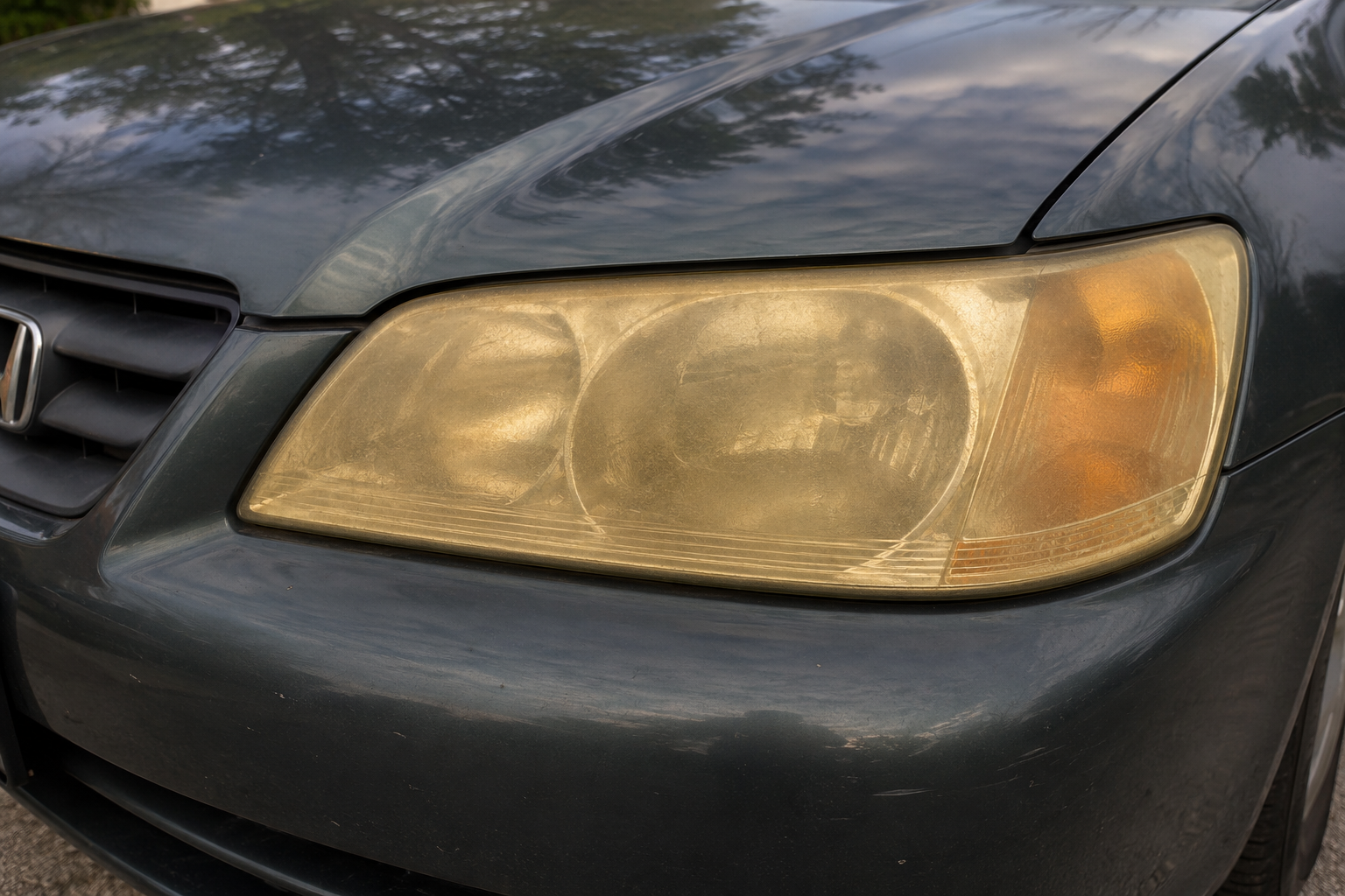 Before — oxidized headlight
